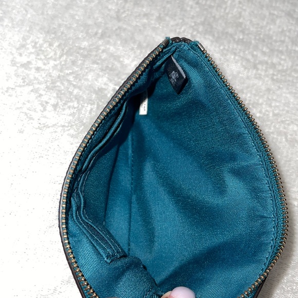 Sold! No longer for sale! Coach wristlet- Leather Metallic Glitter Teal - Picture 7 of 7